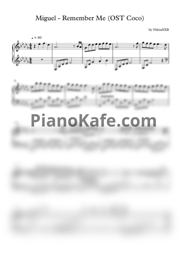 Ноты Miguel feat. Natalia Lafourcade - Remember me (Dúo) - PianoKafe.com