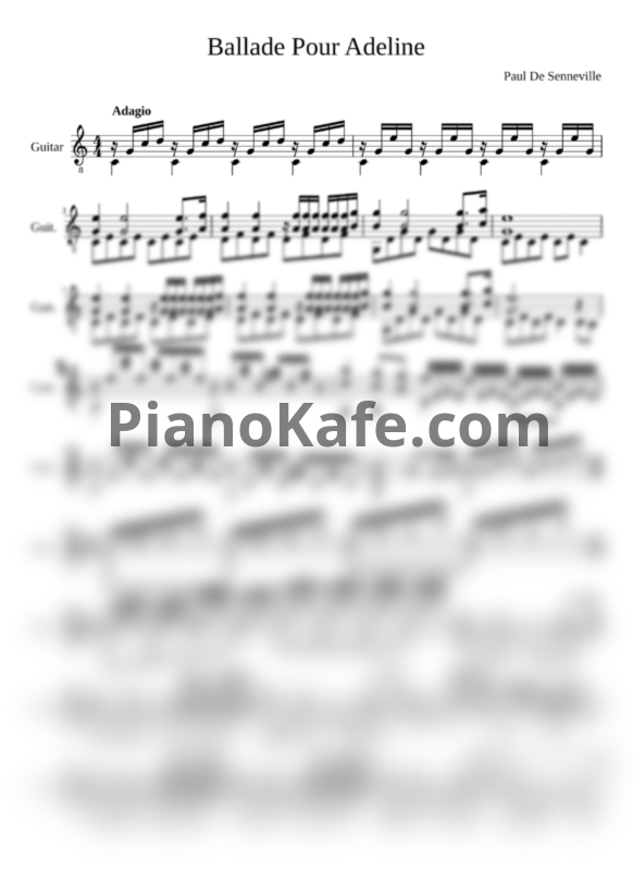 Ноты Paul De Senneville - Ballade pour Adeline (гитара) - PianoKafe.com