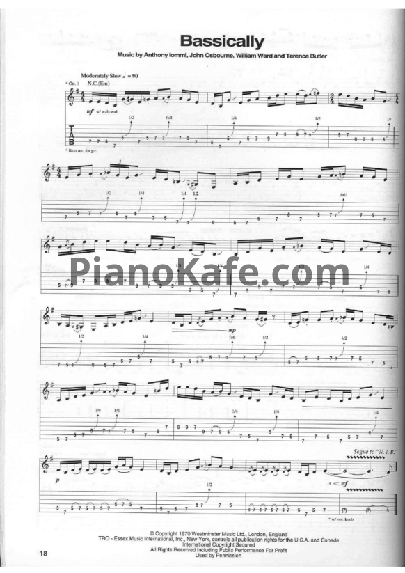 Ноты Black Sabbath - Bassically (Guitar tabs) - PianoKafe.com