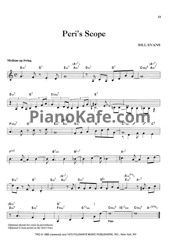 Ноты Bill Evans - Peri's scope - PianoKafe.com