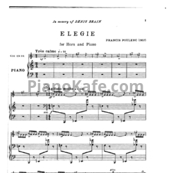 Ноты Франсис Пуленк - Элегия - предпросмотр