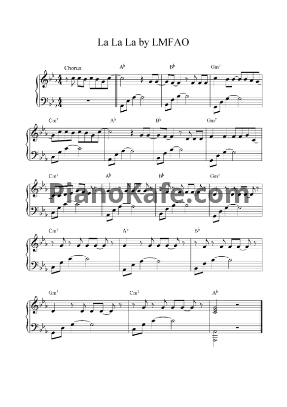 Ноты LMFAO - La La La - PianoKafe.com