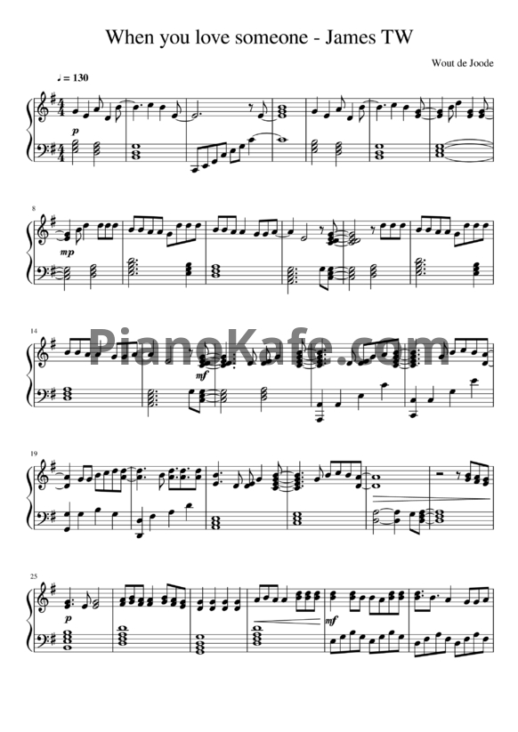 Ноты James TW - When you love someone - PianoKafe.com