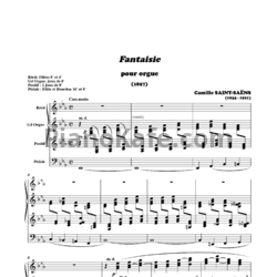 Ноты Камиль Сен-Санс - Фантазия №1 для органа ми-бемоль мажор - предпросмотр