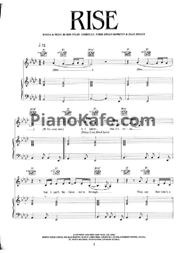 Ноты Gabrielle - Rise - PianoKafe.com