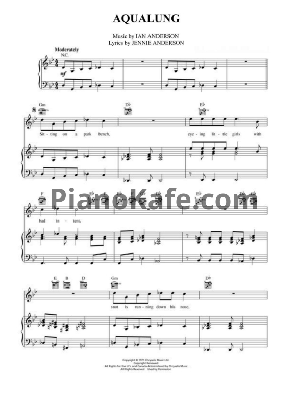 Ноты Jethro Tull - Aqualung - PianoKafe.com