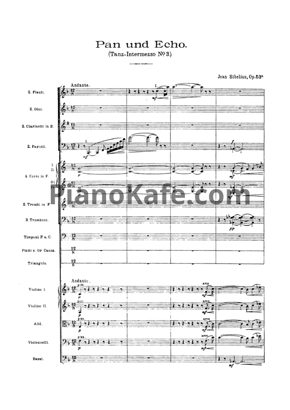 Ноты Ян Сибелиус - Танцевальное интермеццо для оркестра "Пан и Эхо" (Op. 53) - PianoKafe.com