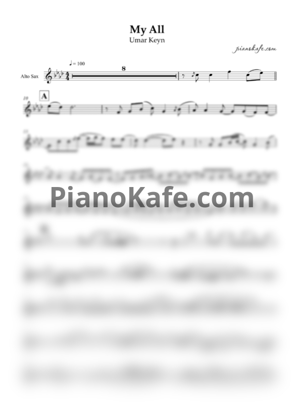 Ноты Umar Keyn - My all (для альт саксофона) - PianoKafe.com