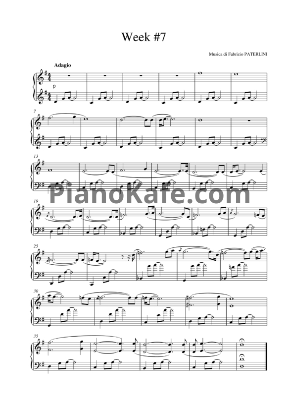Ноты Fabrizio Paterlini - Week #7 - PianoKafe.com