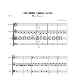 Ноты Hans Zimmer - Interstellar main theme (Партитура для струнного квартета) - предпросмотр