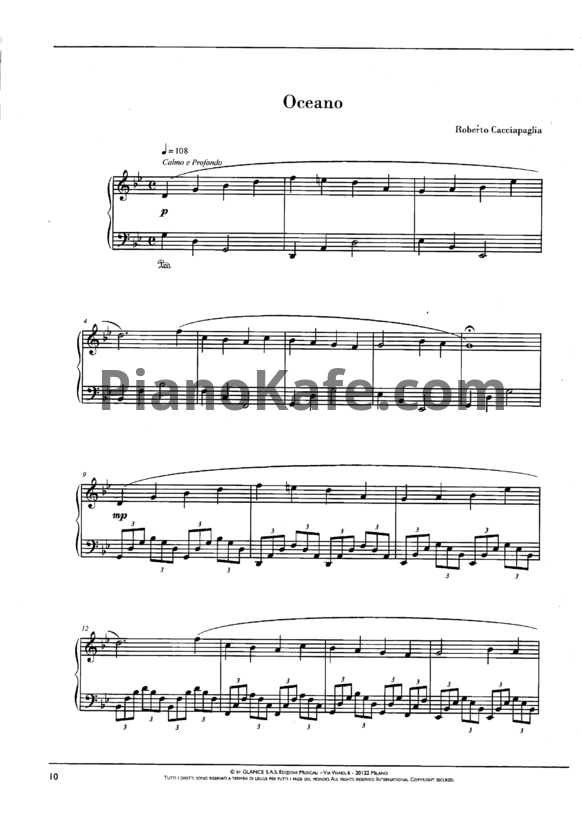 Ноты Roberto Cacciapaglia - Oceano (Версия 2) - PianoKafe.com