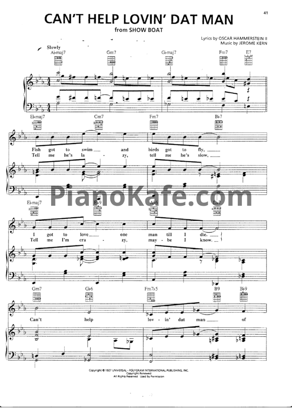 Ноты Jerome Kern - Can't help lovin' dat man - PianoKafe.com
