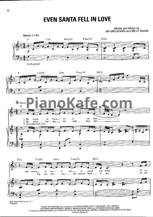 Ноты Jim Brickman - Even Santa fell in love - PianoKafe.com