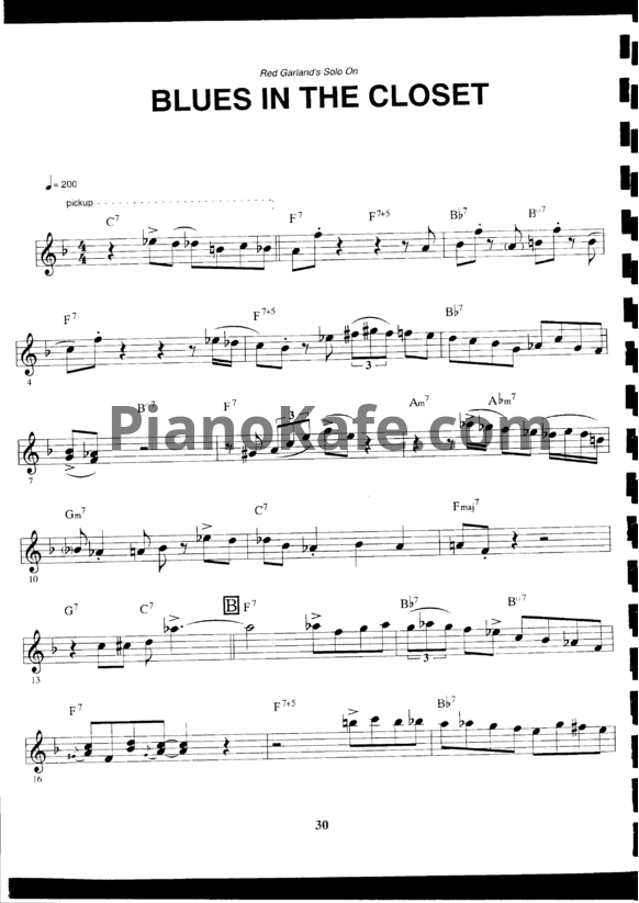Ноты Red Garland - Blues in the closet (Piano solo) - PianoKafe.com