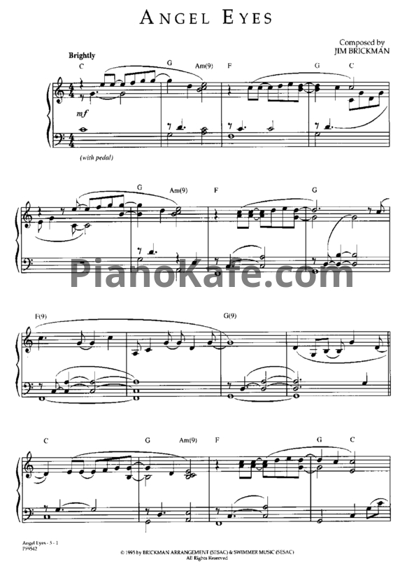 Ноты Jim Brickman - Angel eyes - PianoKafe.com
