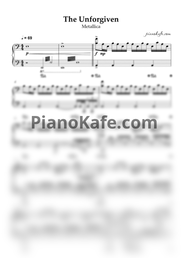 Ноты Metallica - The unforgiven (Piano cover) - PianoKafe.com