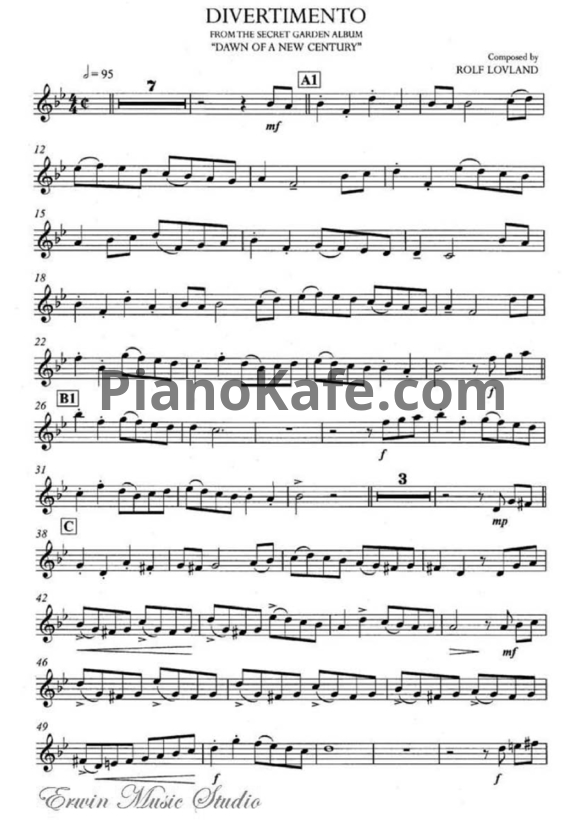 Ноты Secret Garden - Divertimento (для скрипки) - PianoKafe.com
