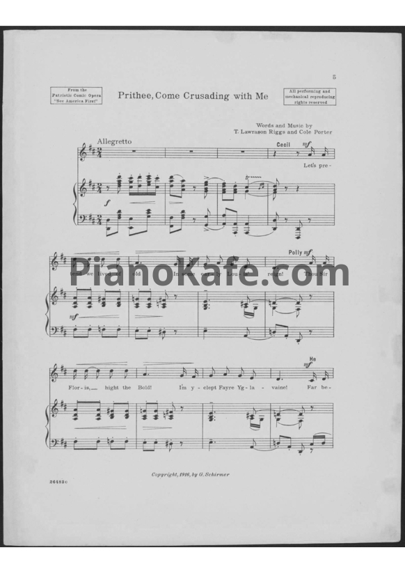 Ноты Cole Porter - Prithee, come crusading with me - PianoKafe.com