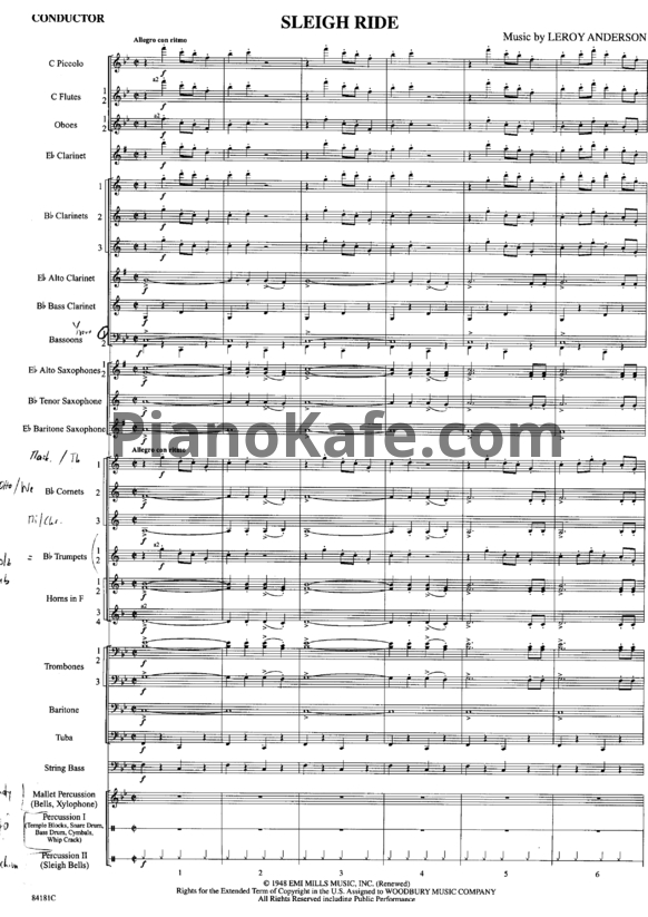 Ноты Leroy Anderson - Sleigh Ride (для оркестра) - PianoKafe.com