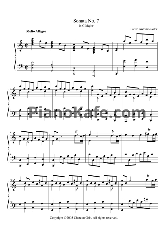 Ноты Antonio Soler - Sonata 7 in C major - PianoKafe.com