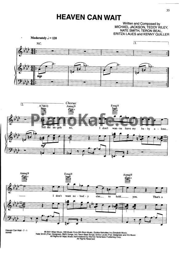Ноты Michael Jackson - Heaven can wait - PianoKafe.com