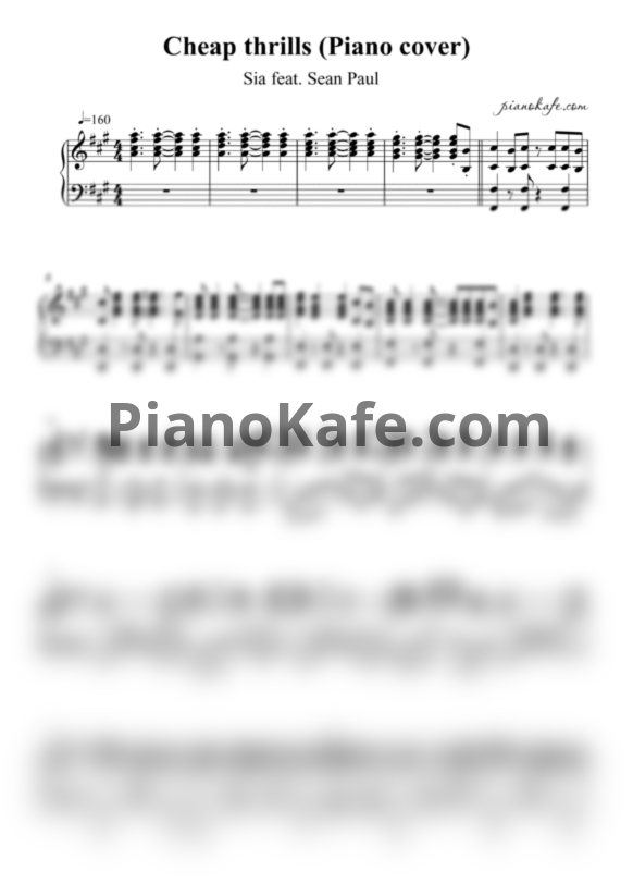 Ноты Sia feat. Sean Paul - Cheap Thrills (Piano Cover) - PianoKafe.com