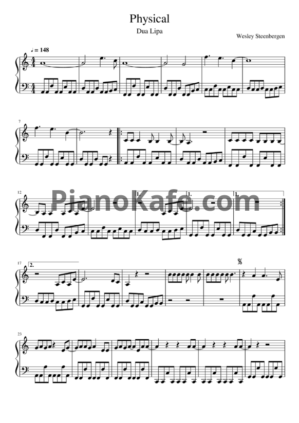 Ноты Dua Lipa - Physical - PianoKafe.com