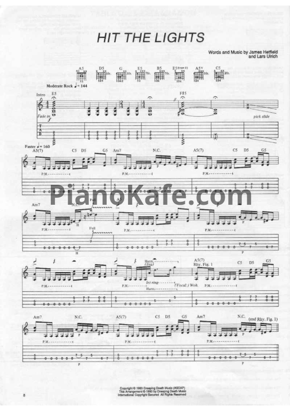 Ноты Metallica - Kill em all (Книга нот) - PianoKafe.com