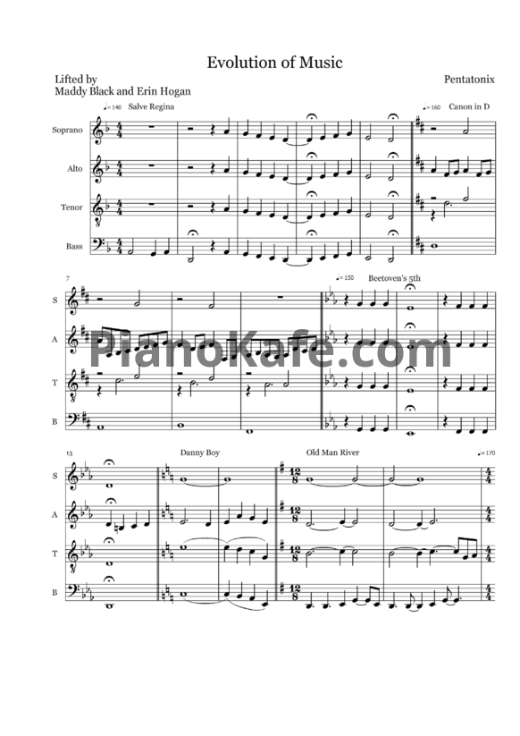 Ноты Pentatonix - Evolution of Music - PianoKafe.com