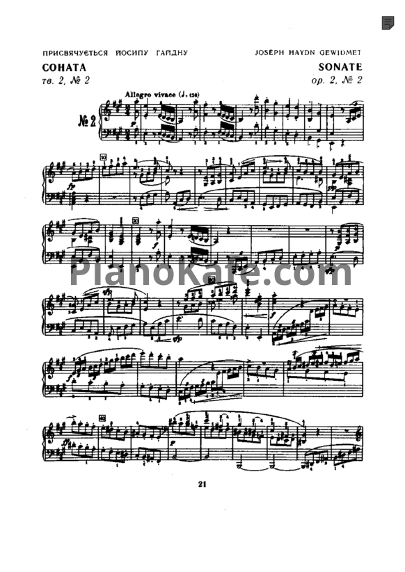 Ноты Л. В. Бетховен - Соната фа минор (Op.2 №2) - PianoKafe.com