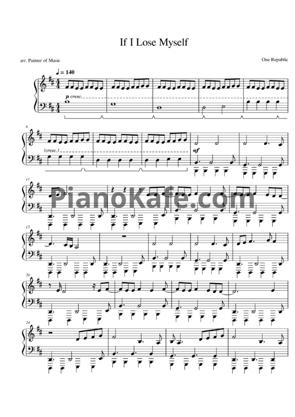Ноты OneRepublic - If I lose myself - PianoKafe.com