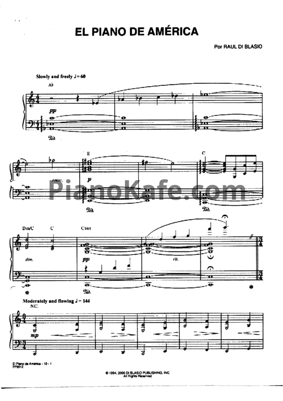 Ноты Raul di Blasio - El piano de America - PianoKafe.com