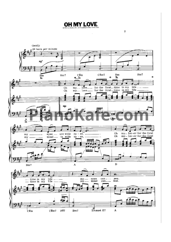 Ноты John Lennon - Oh my love - PianoKafe.com
