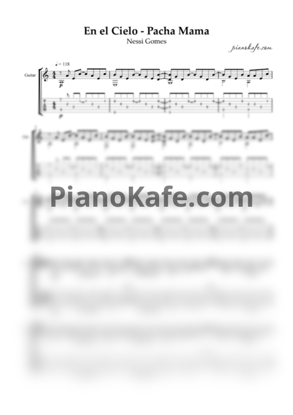 Ноты Nessi Gomes - En el Cielo - Pacha Mama (Guitar tabs) - PianoKafe.com