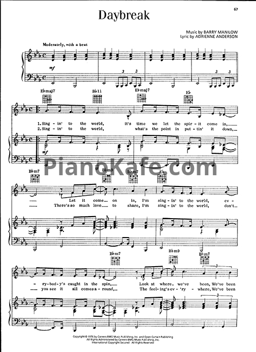 Ноты Barry Manilow - Daybreak - PianoKafe.com