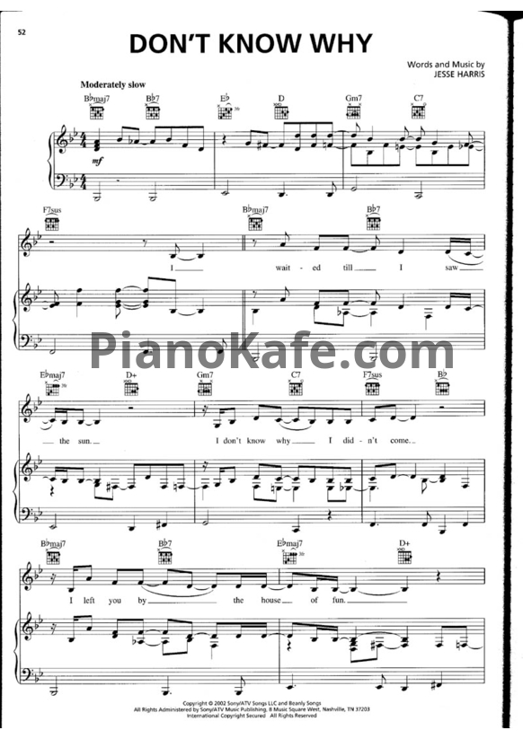 Ноты Norah Jones - Don't Know Why - PianoKafe.com