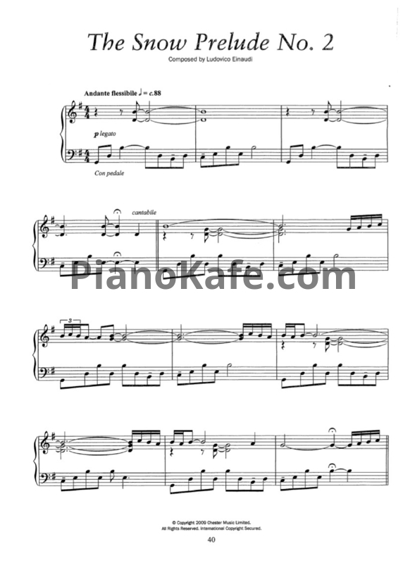 Ноты Ludovico Einaudi - The snow prelude No.2 - PianoKafe.com