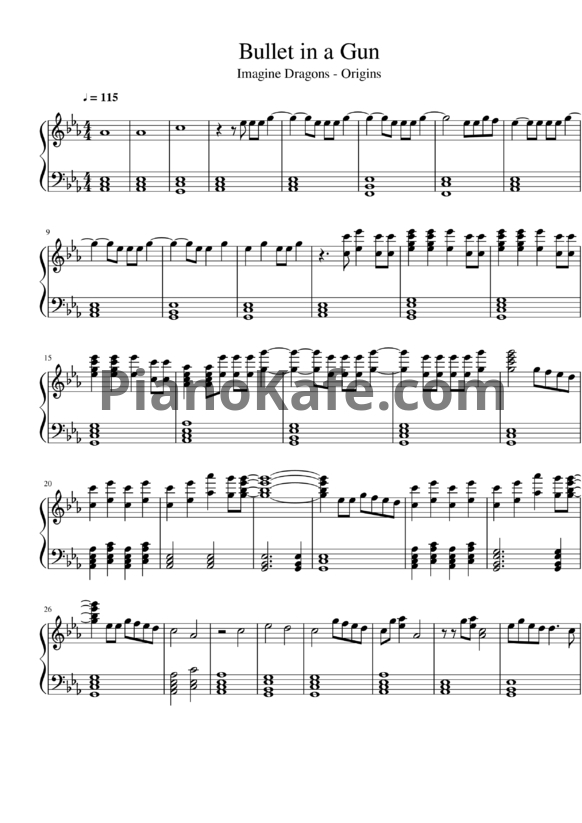 Ноты Imagine Dragons - Bullet in a gun - PianoKafe.com
