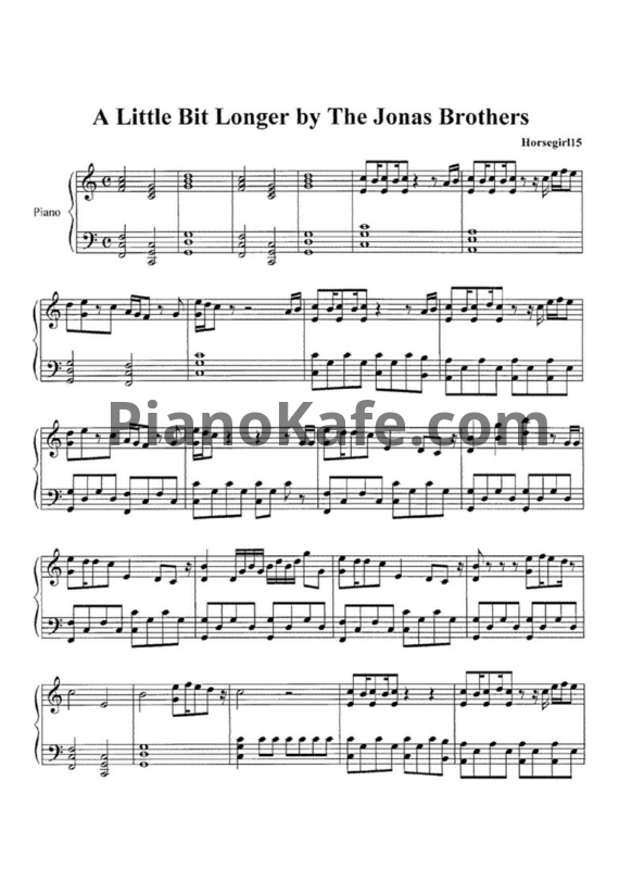 Ноты Jonas Brothers - A little bit longer - PianoKafe.com