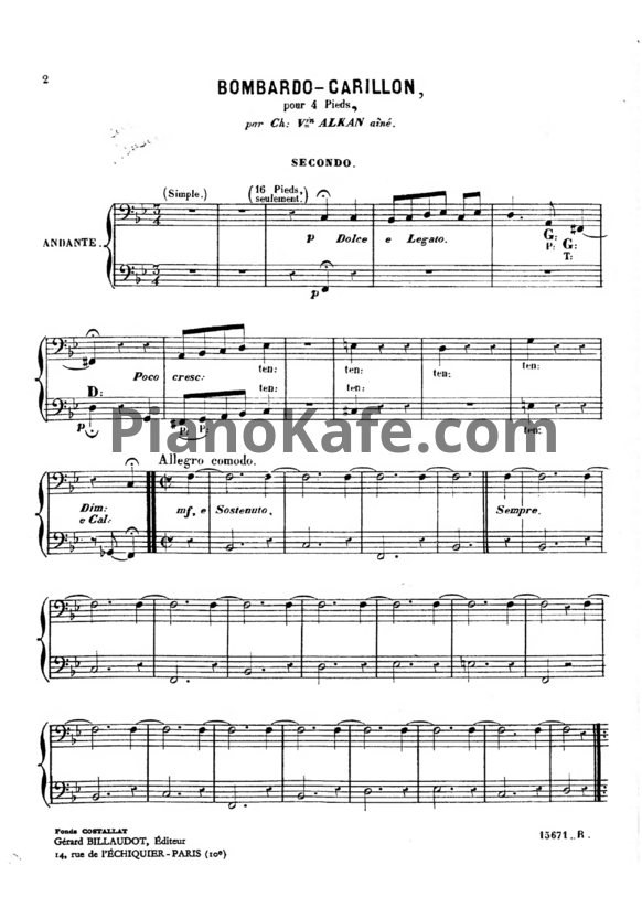 Ноты Шарль Алькан - Bombardo-Carillon (для фортепиано в 4 руки) - PianoKafe.com