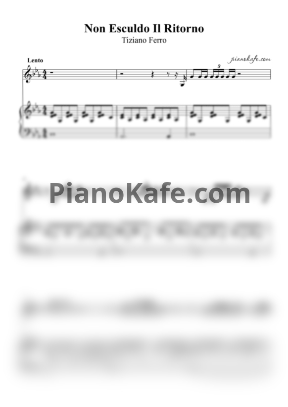 Ноты Tiziano Ferro - Non escludo Il ritorno - PianoKafe.com