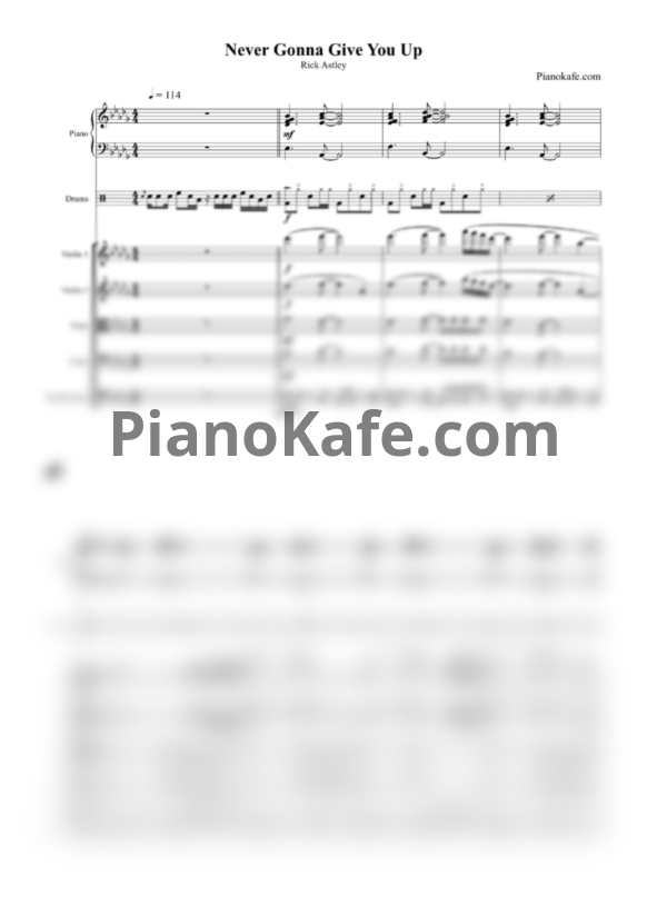 Ноты Rick Astley - Never gonna give you up (Партитура и партии) - PianoKafe.com