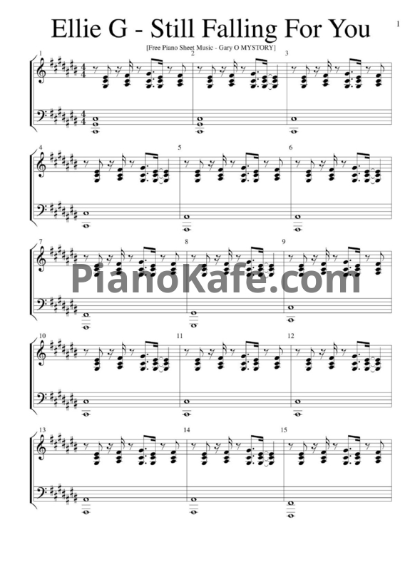 Ноты Ellie Goulding - Still falling for fou song - PianoKafe.com
