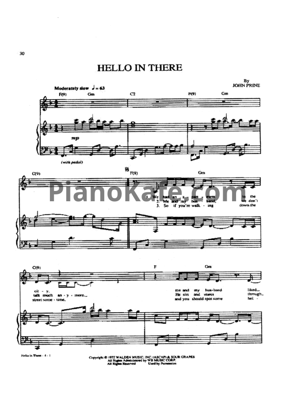 Ноты John Prine - Hello in there - PianoKafe.com