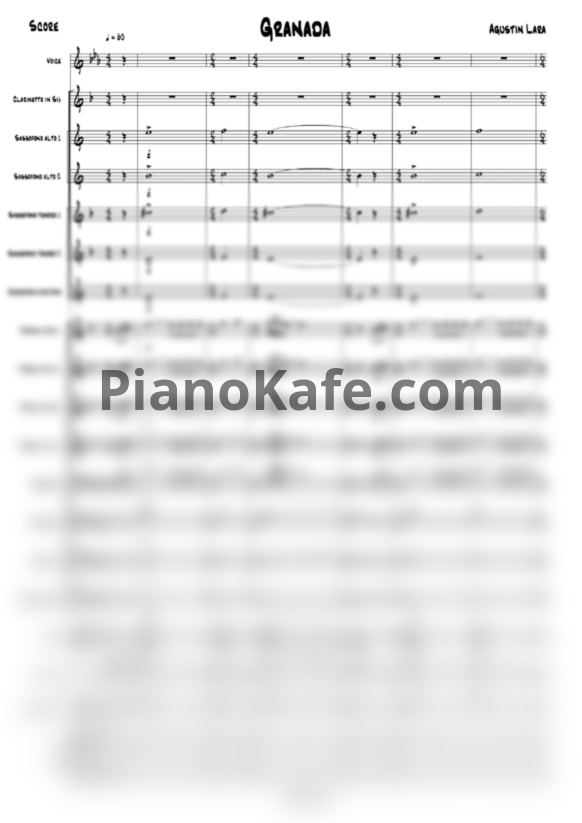 Ноты Agustin Lara.- Granada (Партитура) - PianoKafe.com