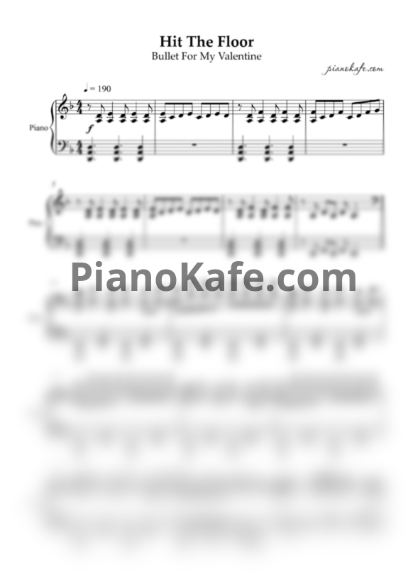 Ноты Bullet for my valentine - Hit the floor (Piano cover) - PianoKafe.com