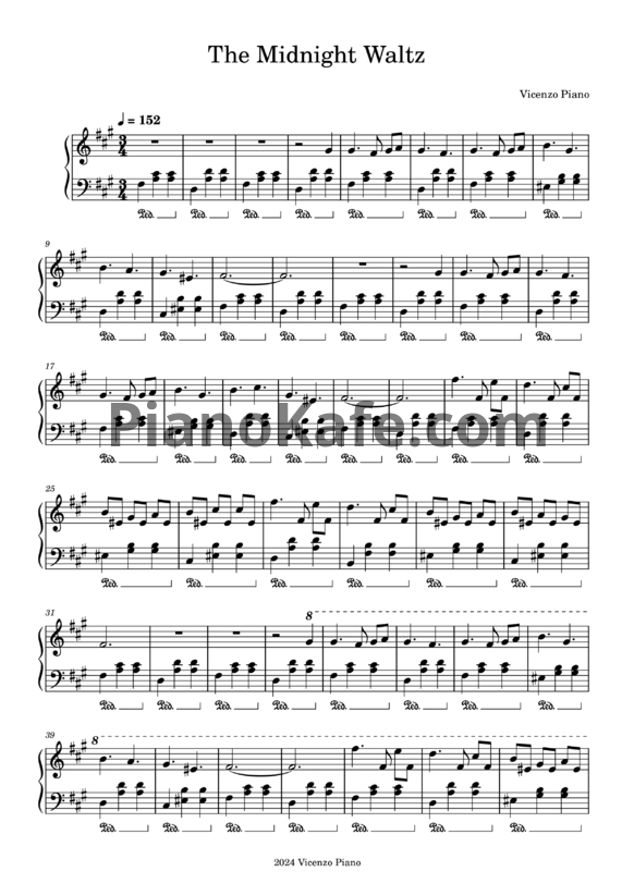 Ноты Vicenzo Piano - The Midnight Waltz - PianoKafe.com