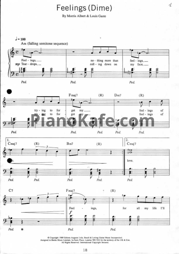 Ноты Morris Albert - Feelings (Dime) - PianoKafe.com