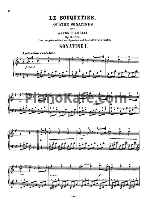 Ноты А. Диабелли - Le Bouquetier (Op. 151) - PianoKafe.com
