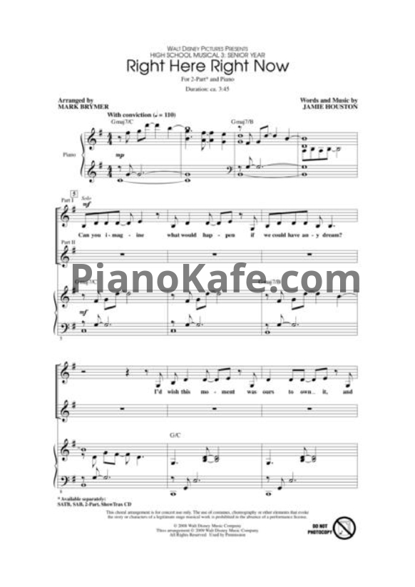 Ноты Zac Efron and Vanessa Hudgens - Right here, right now - PianoKafe.com